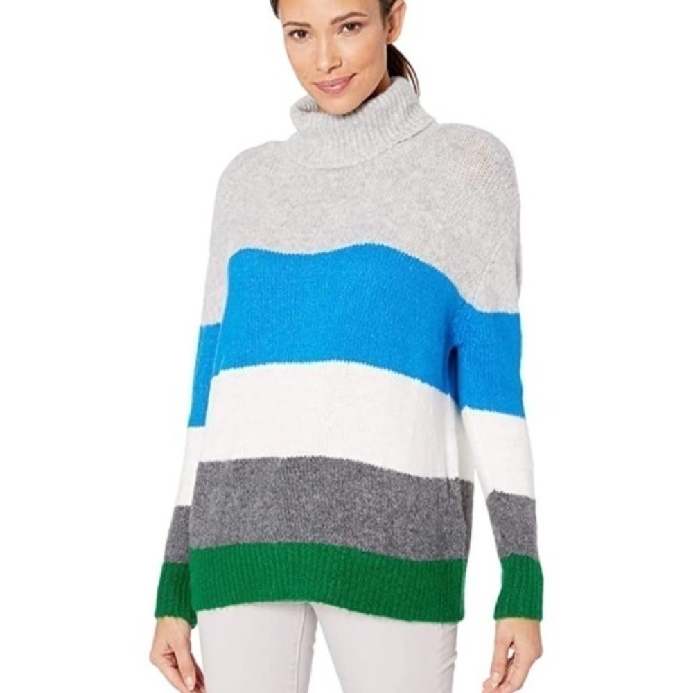 Vince Camuto Striped Colorblock Turtleneck Sweater